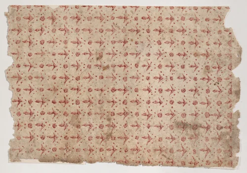 Sheet with overall pattern of dots and arrow shapes by anonymous, print, 1800-1900