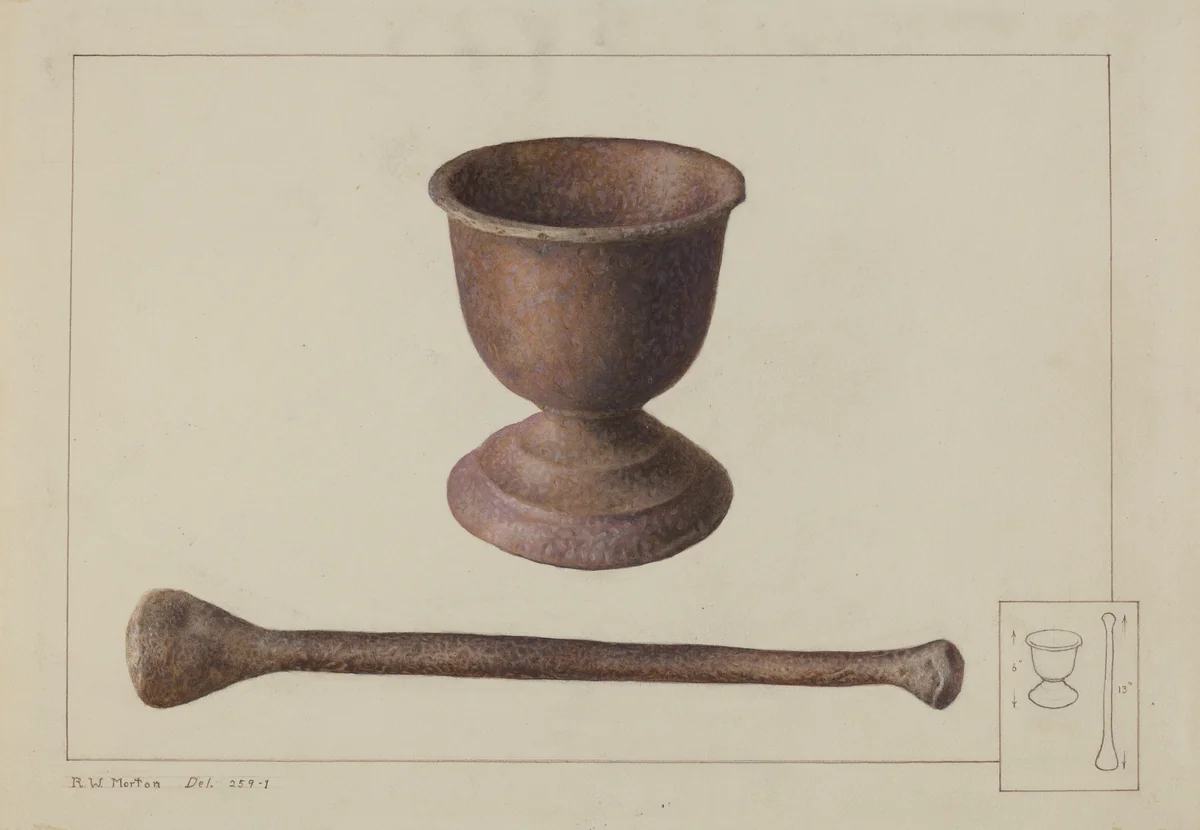 Mortar and Pestle by Ralph Morton, index of american design, 1938