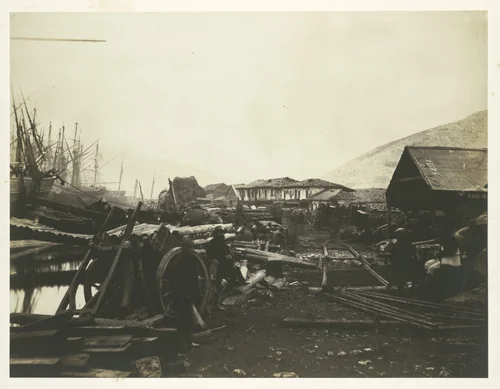 Landing Place, Railway Stores, Balaklava by Roger Fenton, photograph, 1855