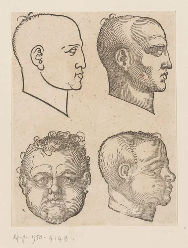 Modellen voor gezichten by anonymous, print, 1565