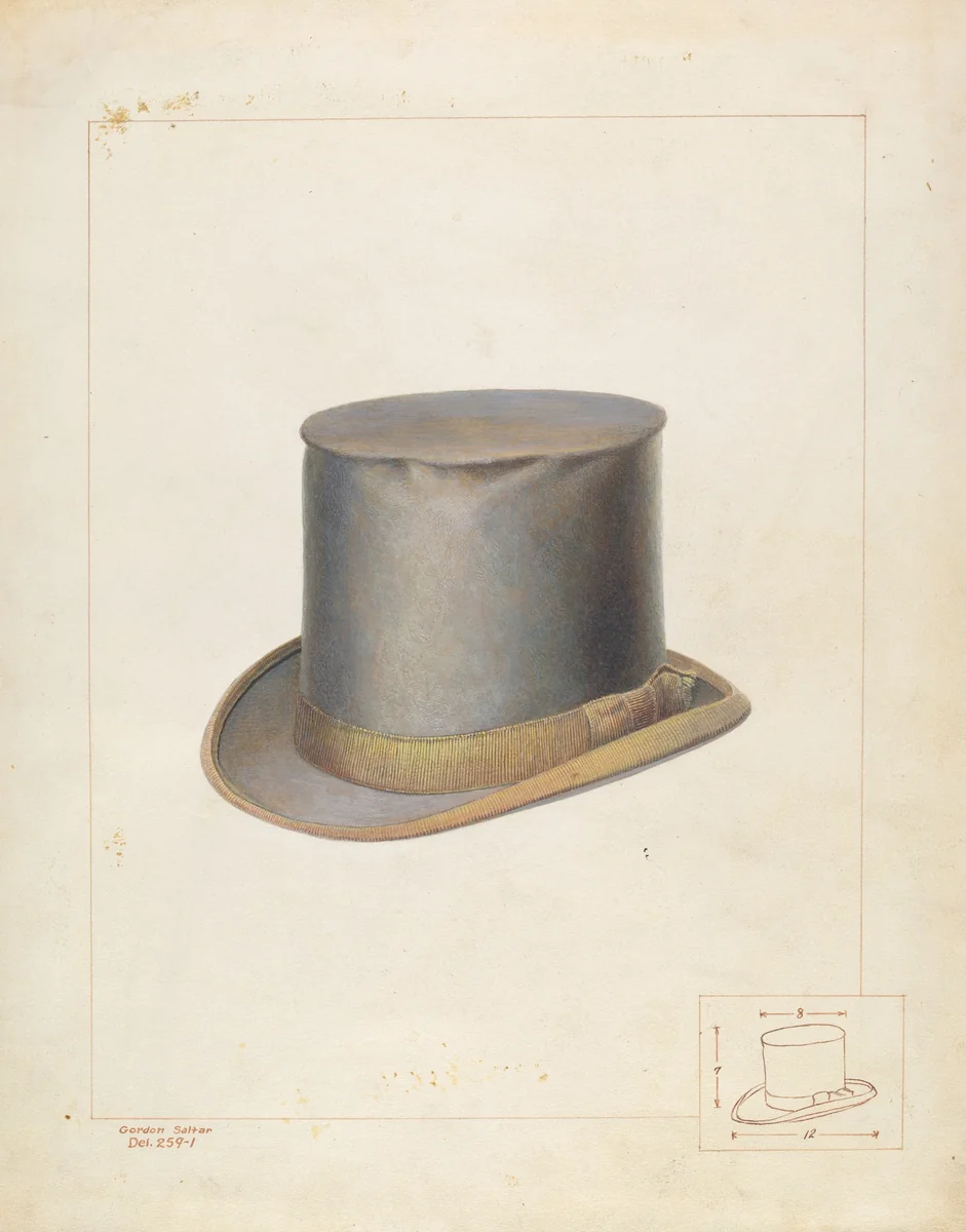 High Beaver Hat by Gordon Saltar, index of american design, 1937