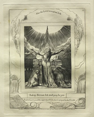 The Book of Job: Pl. 18, And my Servant Job shall pray for you by William Blake, print, 1825