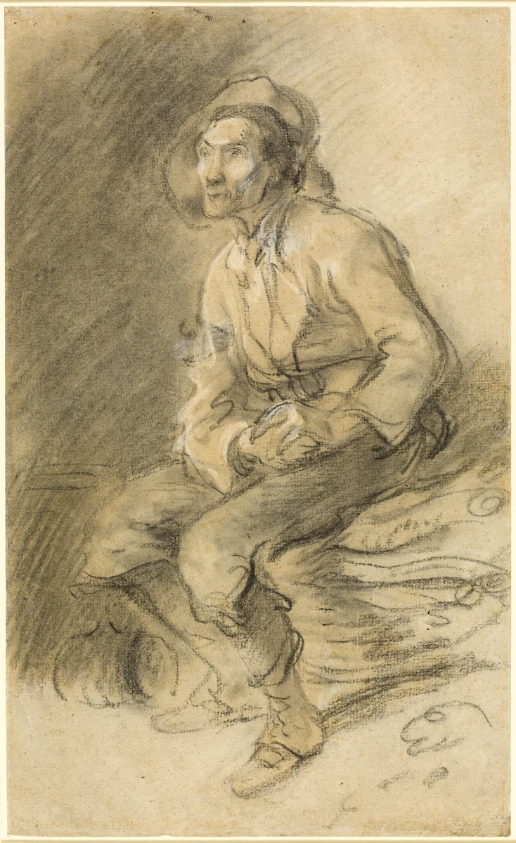 A Woodman Seated on a Bundle of Faggots by Thomas Gainsborough, drawing, 1787