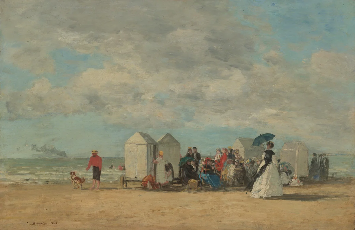 Beach Scene by Eugène Boudin, painting, 1862
