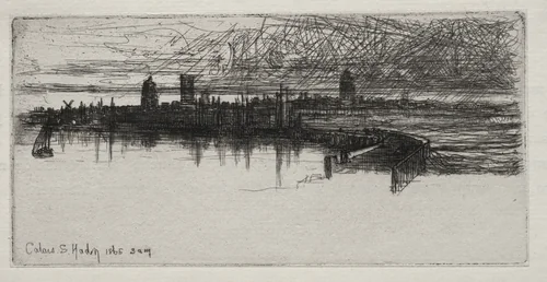 Little Calais Pier, 1865, 3 A.M. by Francis Seymour-Haden, print, 1865