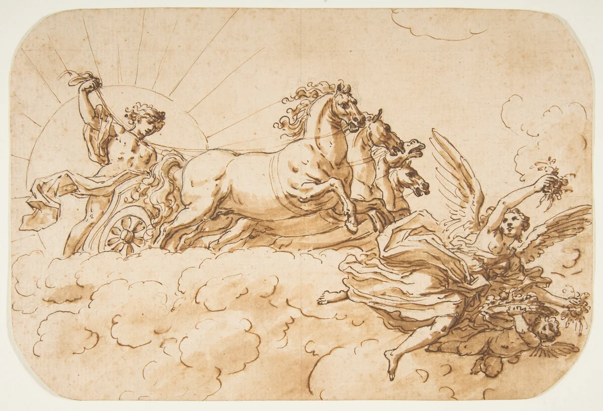 Chariot of Apollo by Sir James Thornhill, drawing, 1700-1734
