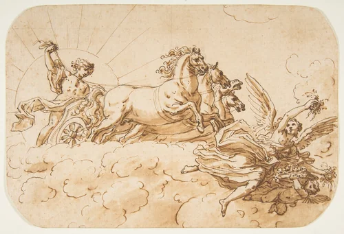 Chariot of Apollo by Sir James Thornhill, drawing, 1700-1734
