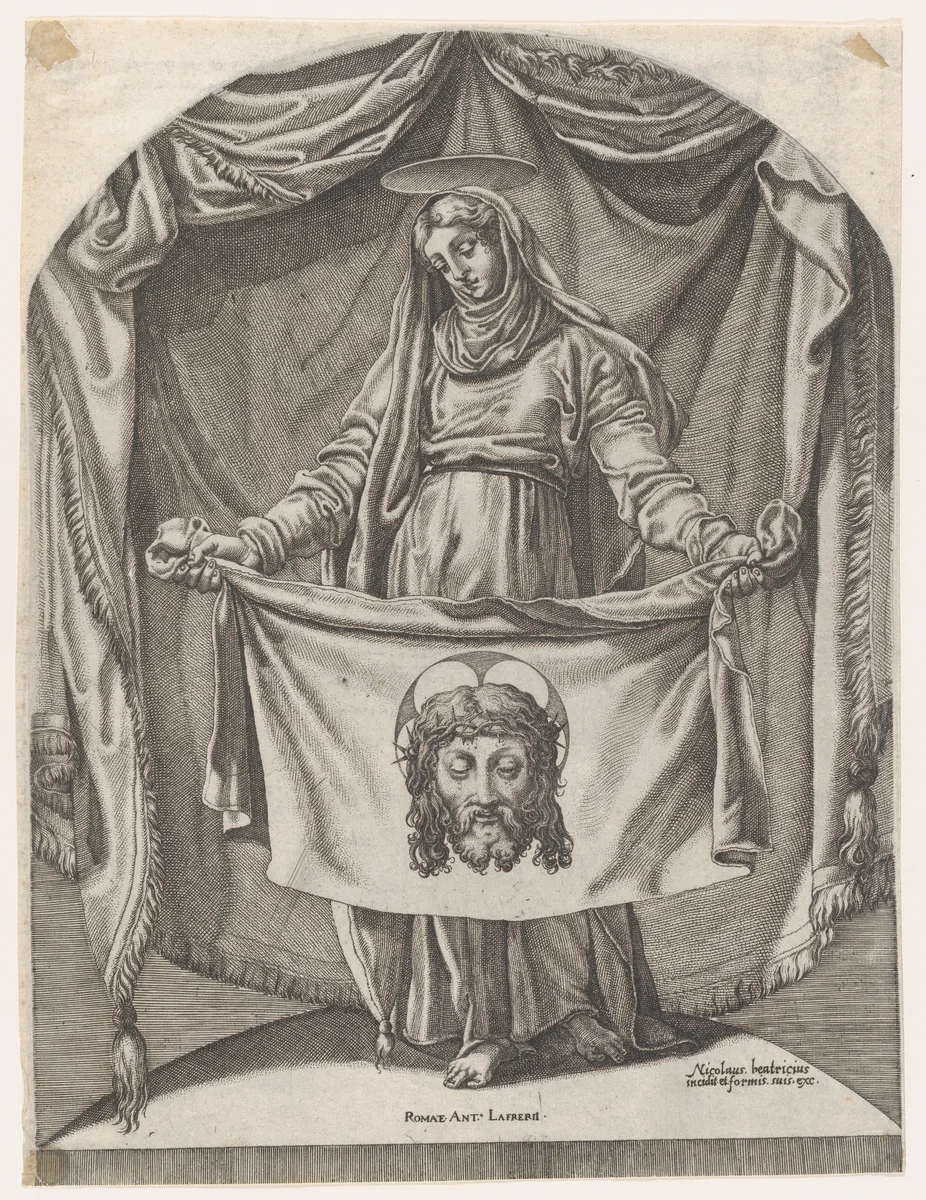 St. Veronica with the Sudarium, after Michelangelo by Nicolas Beatrizet, print, 1540-1566