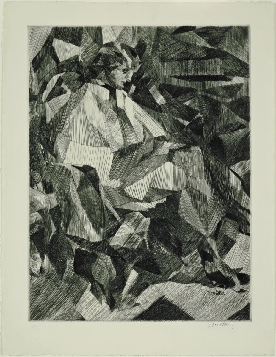 Yvonne D. in Profile (Yvonne D. de profil) by Jacques Villon, print, 1913
