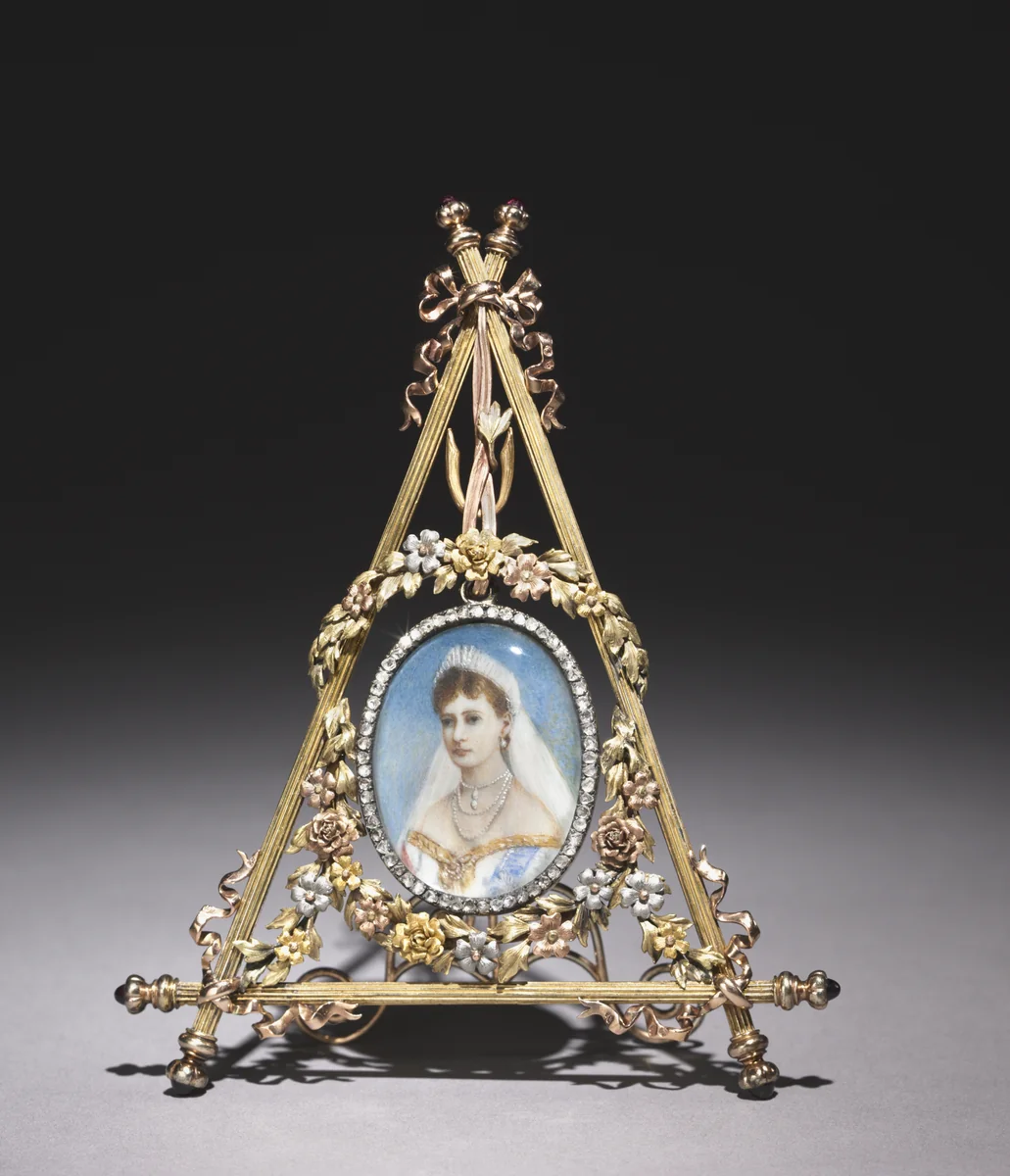 Framed Miniature of Tsarina Alexandra Feodorovna by House of Fabergé, painting, 1896-1908