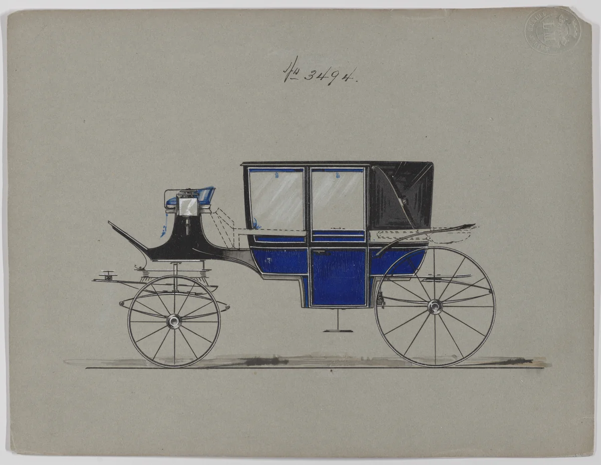 Design for Landau, No. 3494 by Brewster & Co., drawing, 1879