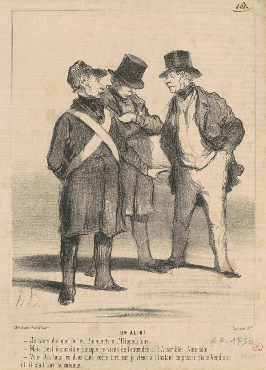 Un alibi by Honoré Daumier, print, 1848