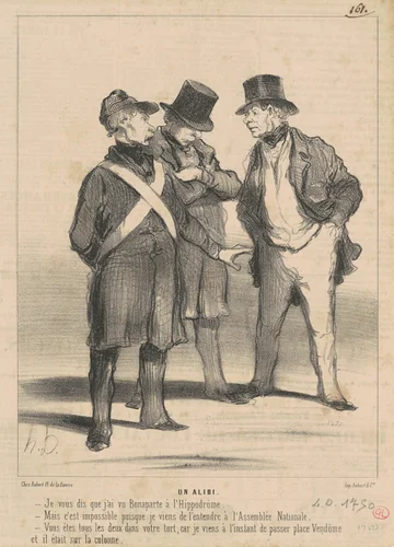 Un alibi by Honoré Daumier, print, 1848