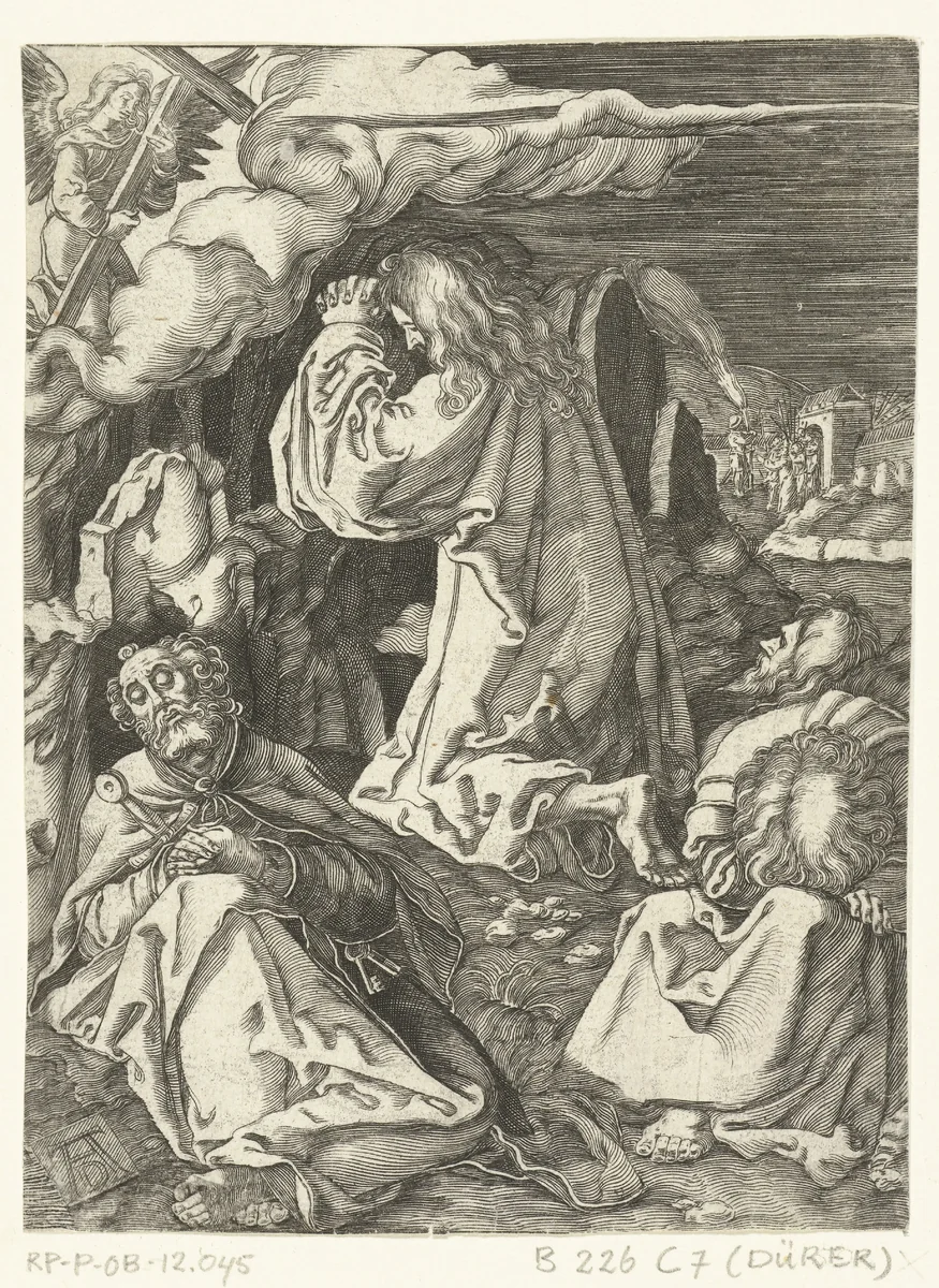 Christus in de hof van Olijven by anonymous, print, 1510-1699