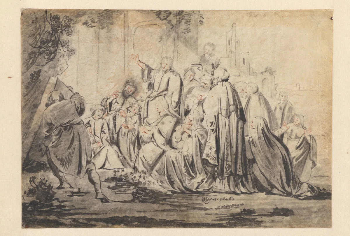 Opwekking van Lazarus by Jacob Hogers, drawing, 1646