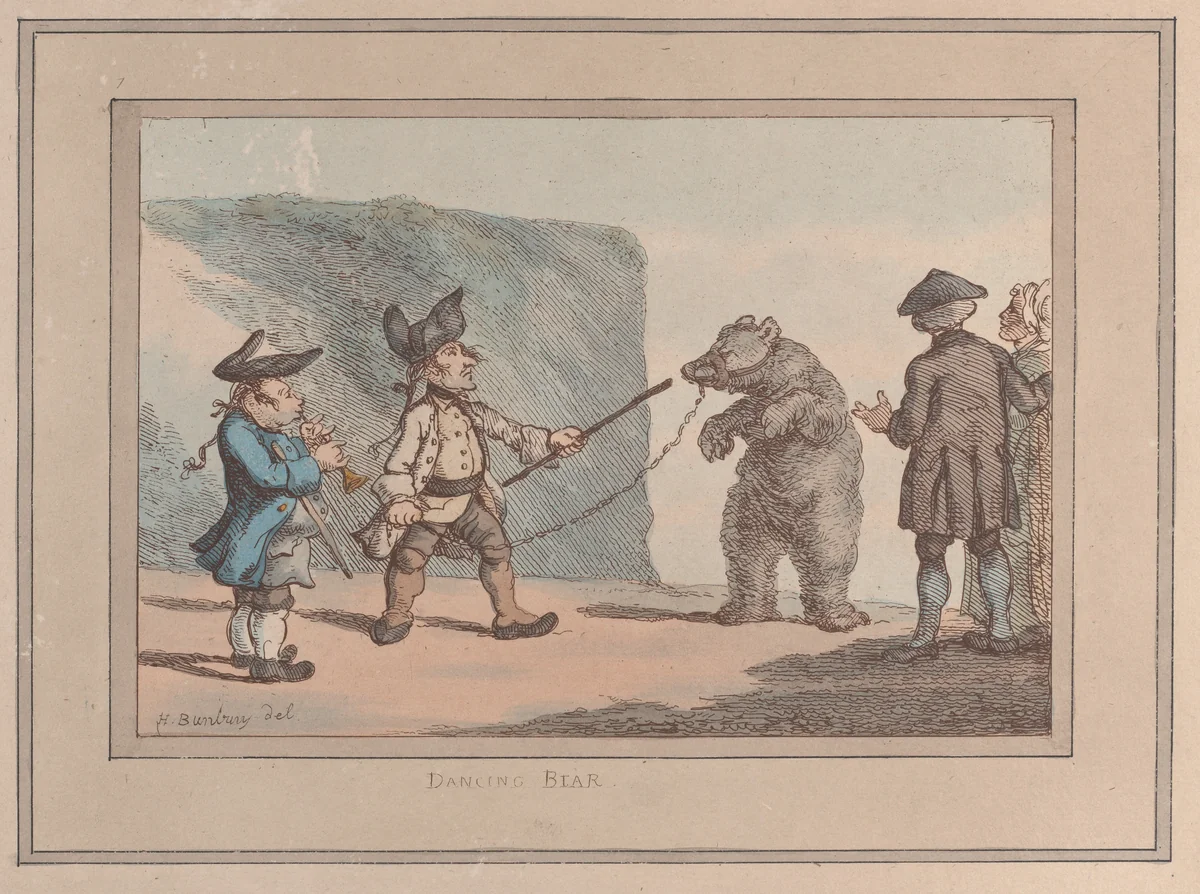 A Dancing Bear by Thomas Rowlandson, print, 1800-1827