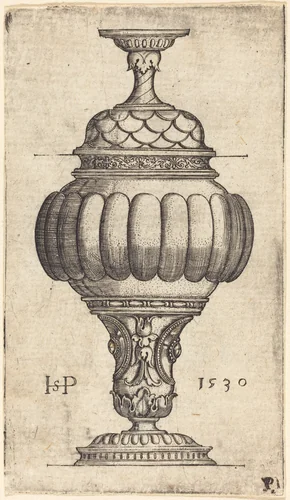 Double Goblet with Oval Decorations by Sebald Beham, print, 1530