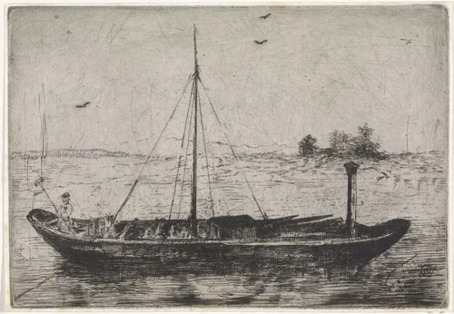 Stoomboot by Arnoud Schaepkens, print, 1855-1904
