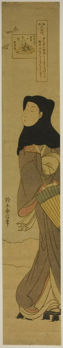 The Jewel River of Plovers (Chidori no Tamagawa), from the series "Six Jewel Rivers in Popular Customs (Fuzoku Mu Tamagawa)" by Suzuki Harunobu (鈴木春信), print, 1764-1770