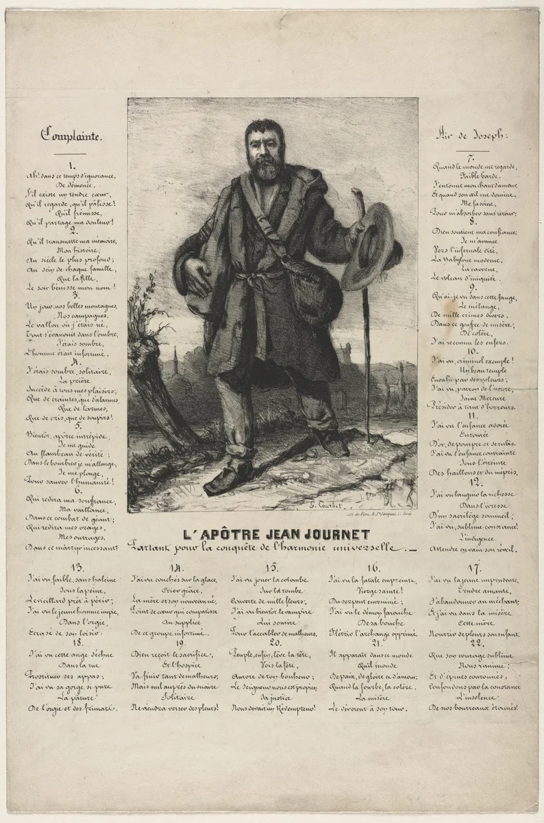 Jean Journet Departing for the Conquest of Universal Harmony by Gustave Courbet, print, 1850