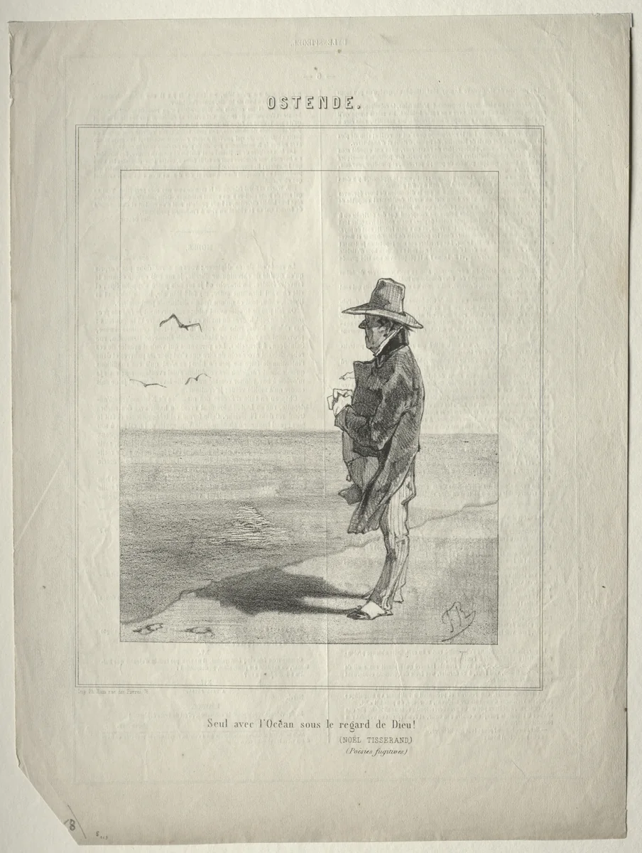 Ostend (Seul avec l'ocean sous le regard de Dieu!) by Félicien Rops, print, 1851-1861