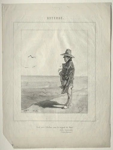 Ostend (Seul avec l'ocean sous le regard de Dieu!) by Félicien Rops, print, 1851-1861