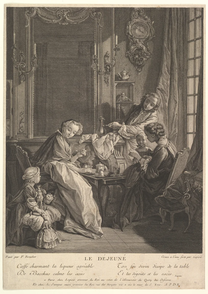 Luncheon by Bernard Lepicié, print, 1698-1755