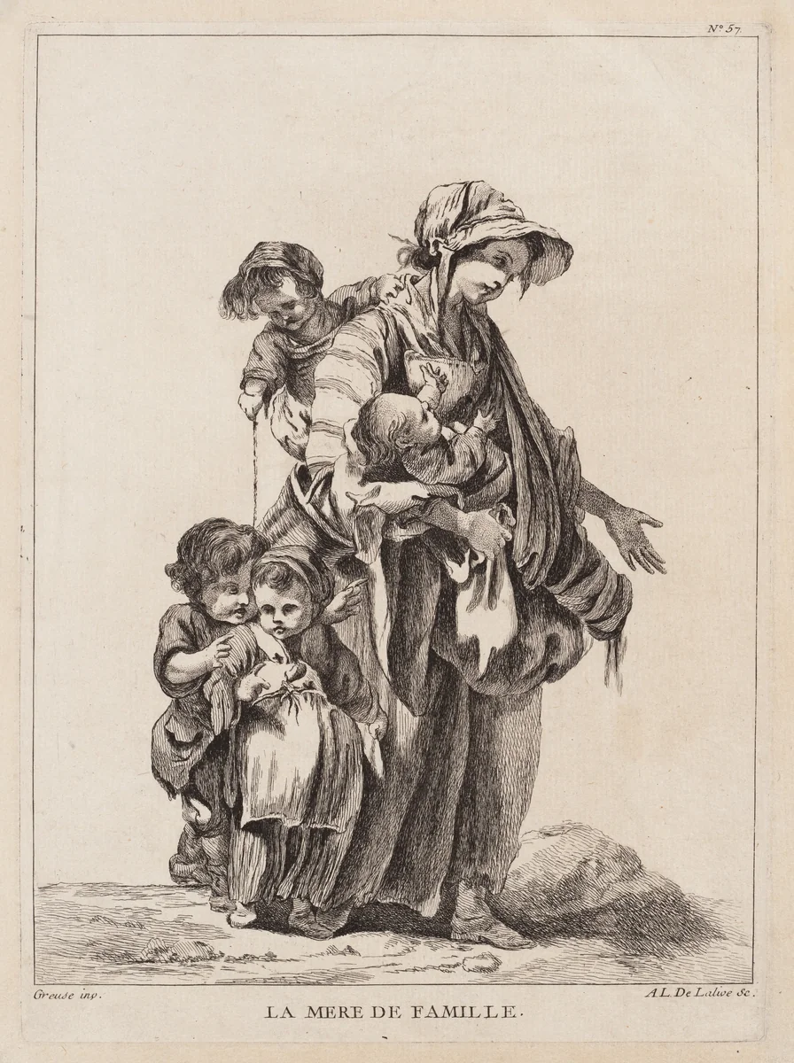 La Mère de famille (The Mother of the Family) by Jean-Baptiste Greuze, print, 1760-1766