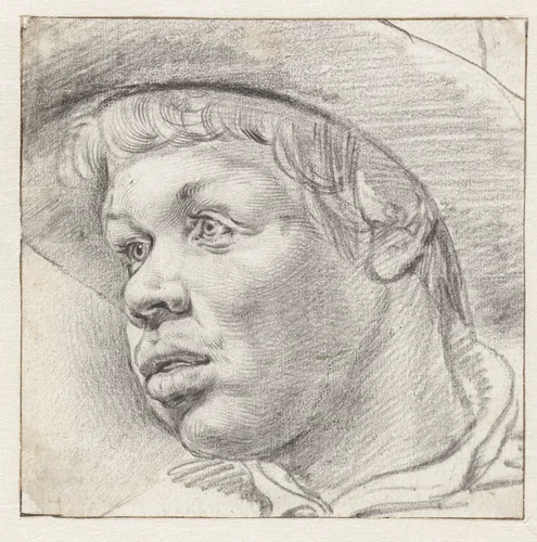 Study of the Head of a Boy, Facing Left by Cornelis Visscher, drawing, 1654-1658