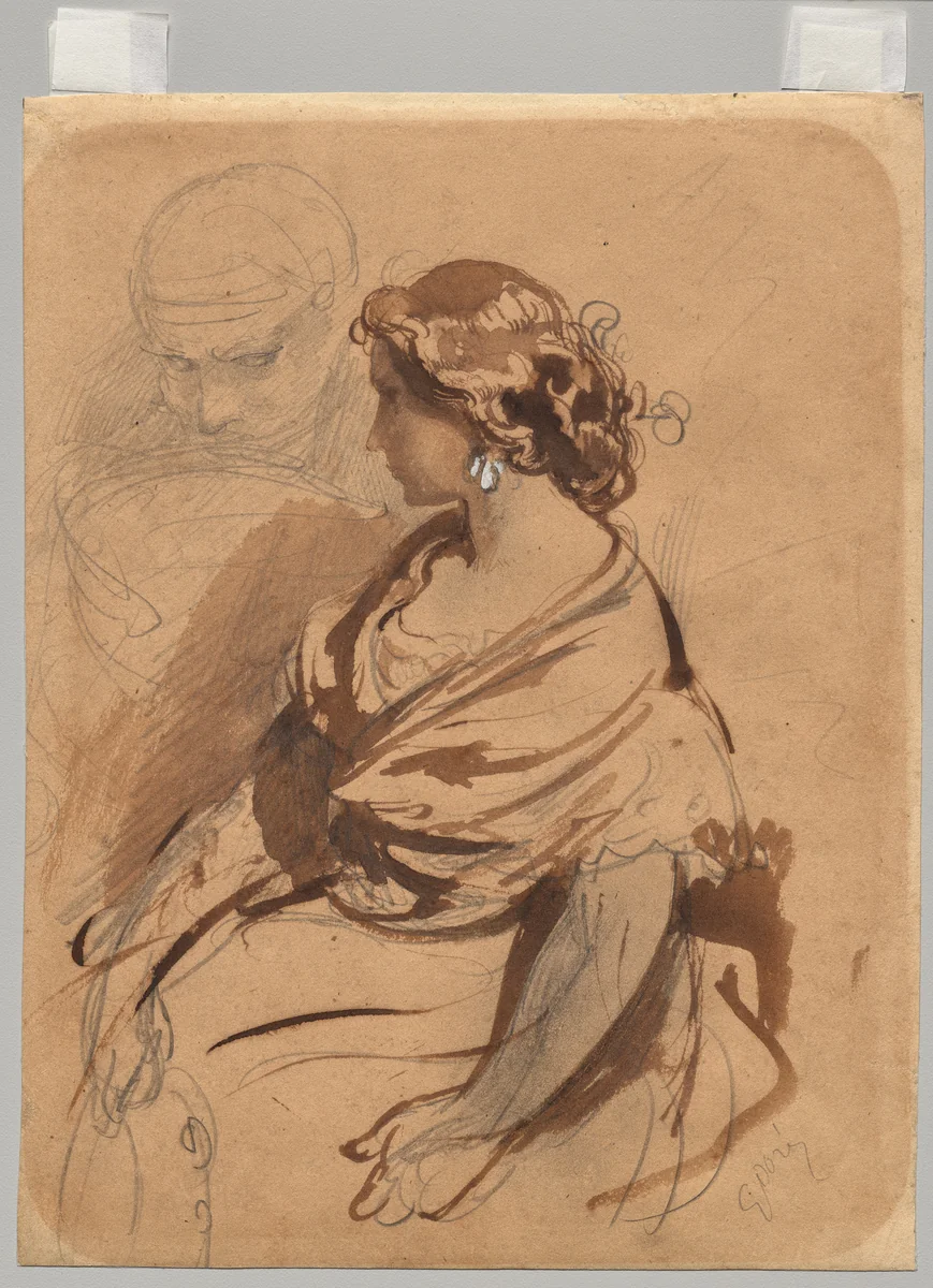 Young Woman from Valence by Gustave Doré, drawing, 1857-1867