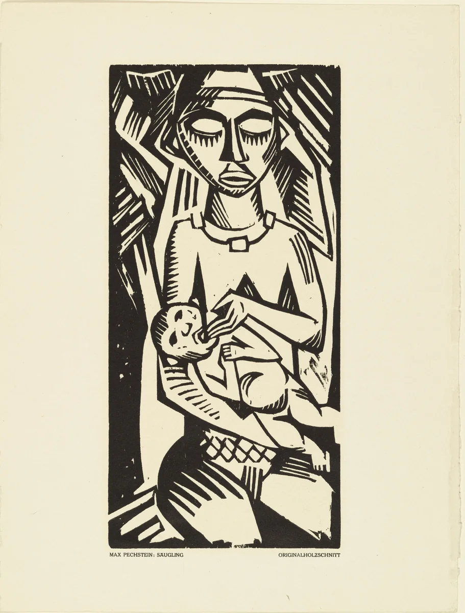 Infant (Säugling) (plate, preceding p. 161) from the periodical Das Kunstblatt, vol. 2, no. 6 (Jun 1918) by Max Pechstein, print, 1918