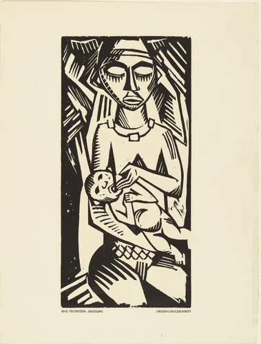 Infant (Säugling) (plate, preceding p. 161) from the periodical Das Kunstblatt, vol. 2, no. 6 (Jun 1918) by Max Pechstein, print, 1918