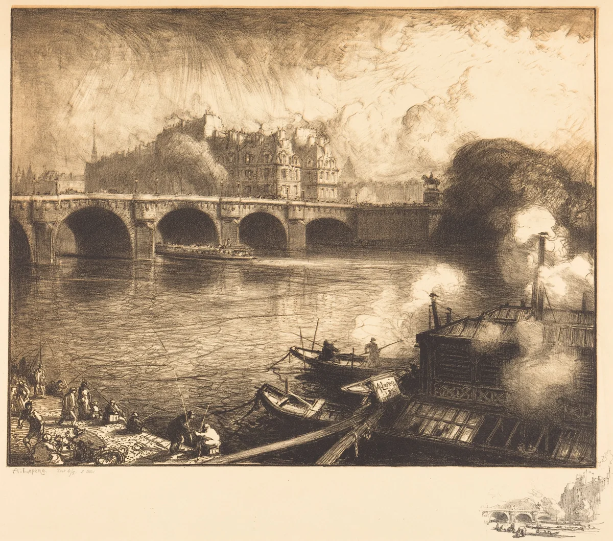 Le Pont Neuf by Auguste Lepère, print, 1849-1918