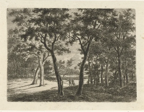 Boslandschap met twee kinderen by Ernst Willem Jan Bagelaar, print, 1798-1837