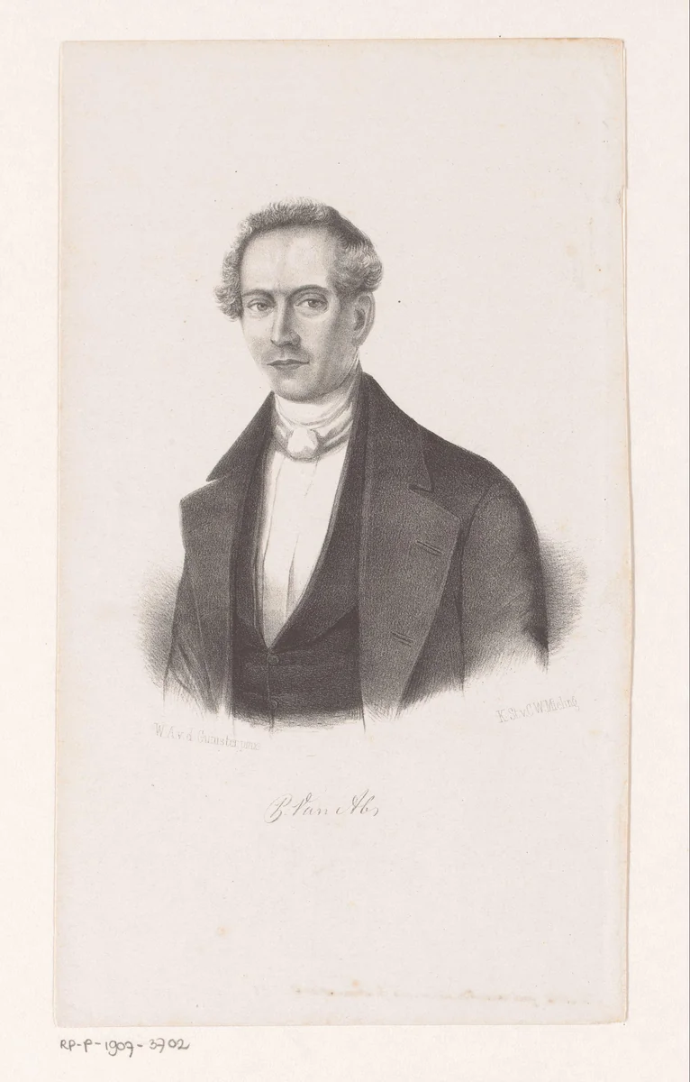 Portret van P. van Ab by anonymous, print, 1847-1865