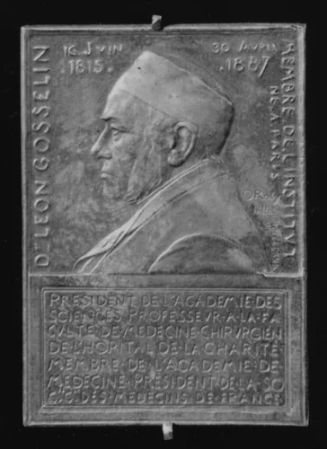 In Memory of Dr. Leon-Athanase Gosselin, French Surgeon (1815–1887) by Louis-Oscar Roty, metalwork, 1888