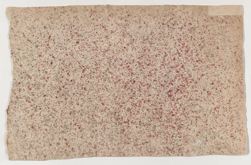 Sheet with an overall red speckle pattern by anonymous, print, 1800-1900