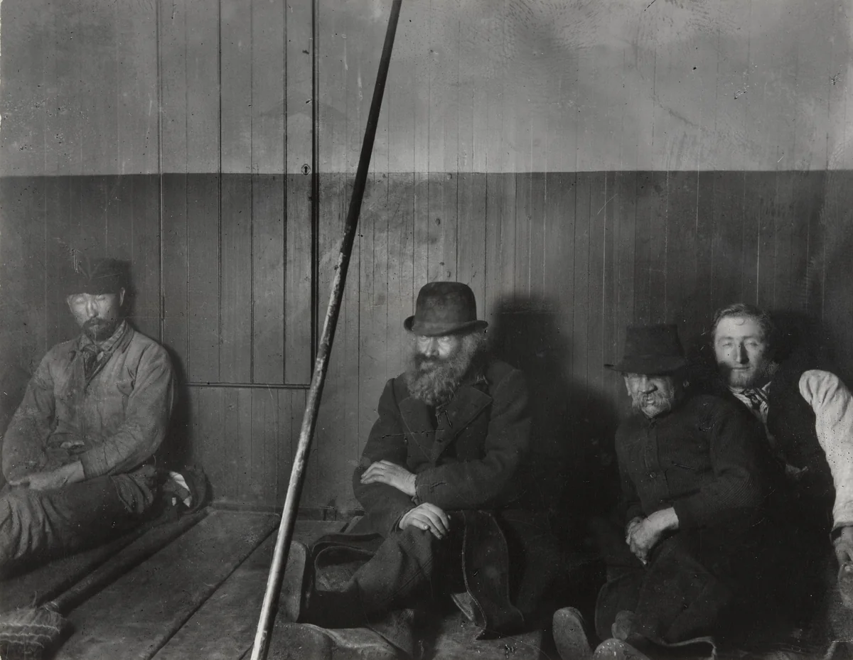 Police Station Lodgers in Oak Street Station by Jacob August Riis, photograph, 1890