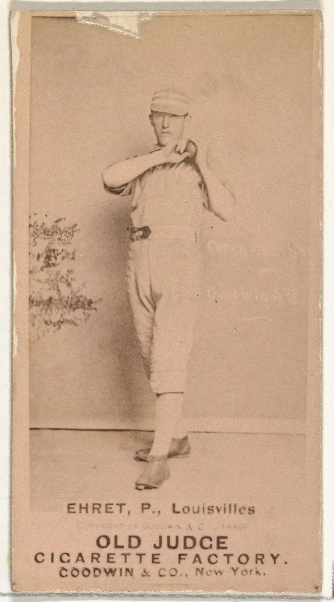 Philip Sydney "Red" Ehret, Pitcher, Louisville Colonels, from the Old Judge series (N172) for Old Judge Cigarettes by Goodwin & Company, photograph, 1887-1890