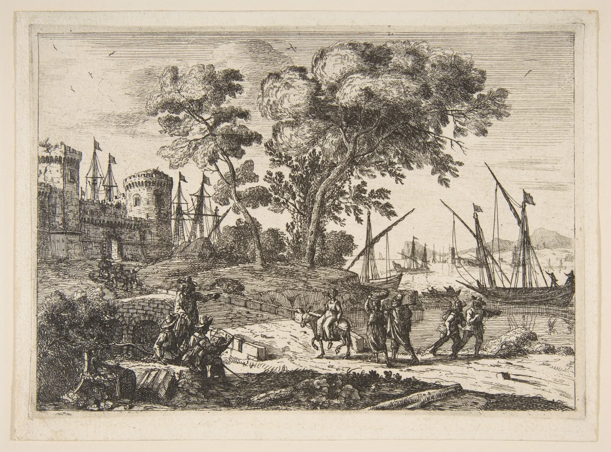 Coast Scene with an Artist by Claude Lorrain, print, 1633-1646