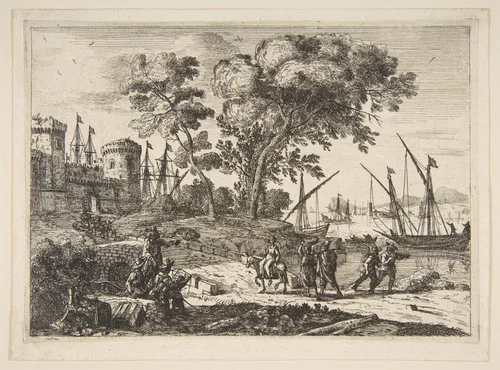 Coast Scene with an Artist by Claude Lorrain, print, 1633-1646
