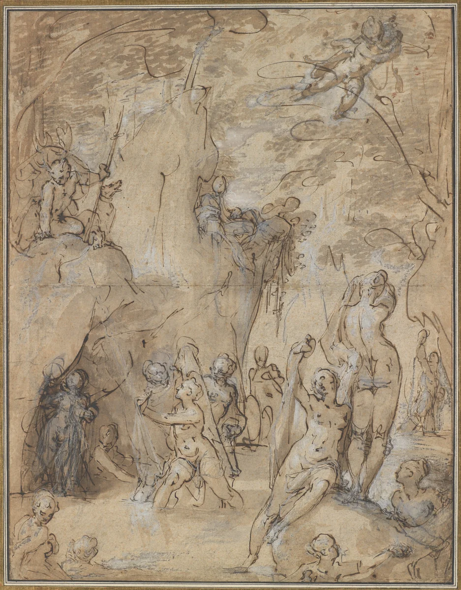 Diana and Actaeon by Bartholomeus Spranger, drawing, 1580-1585