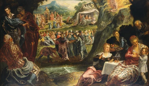 The Worship of the Golden Calf by Jacopo Tintoretto, painting, 1594