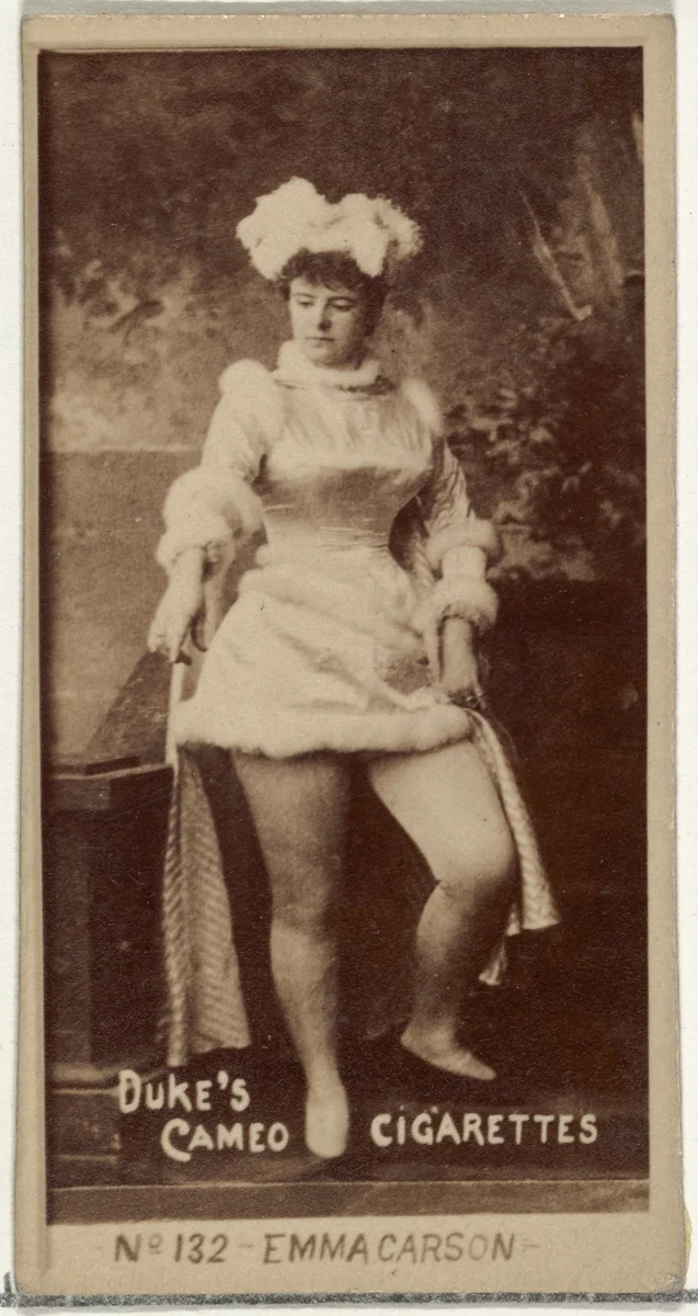 Card Number 132, Emma Carson, from the Actors and Actresses series (N145-4) issued by Duke Sons & Co. to promote Cameo Cigarettes by W. Duke, Sons & Co., photograph, 1880-1889