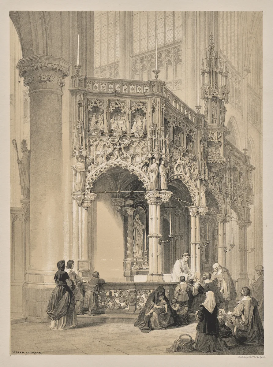 Sketches in Belgium and Germany, Second Series: No. 17 - Screens at Lierre by Louis Haghe, print, 1845