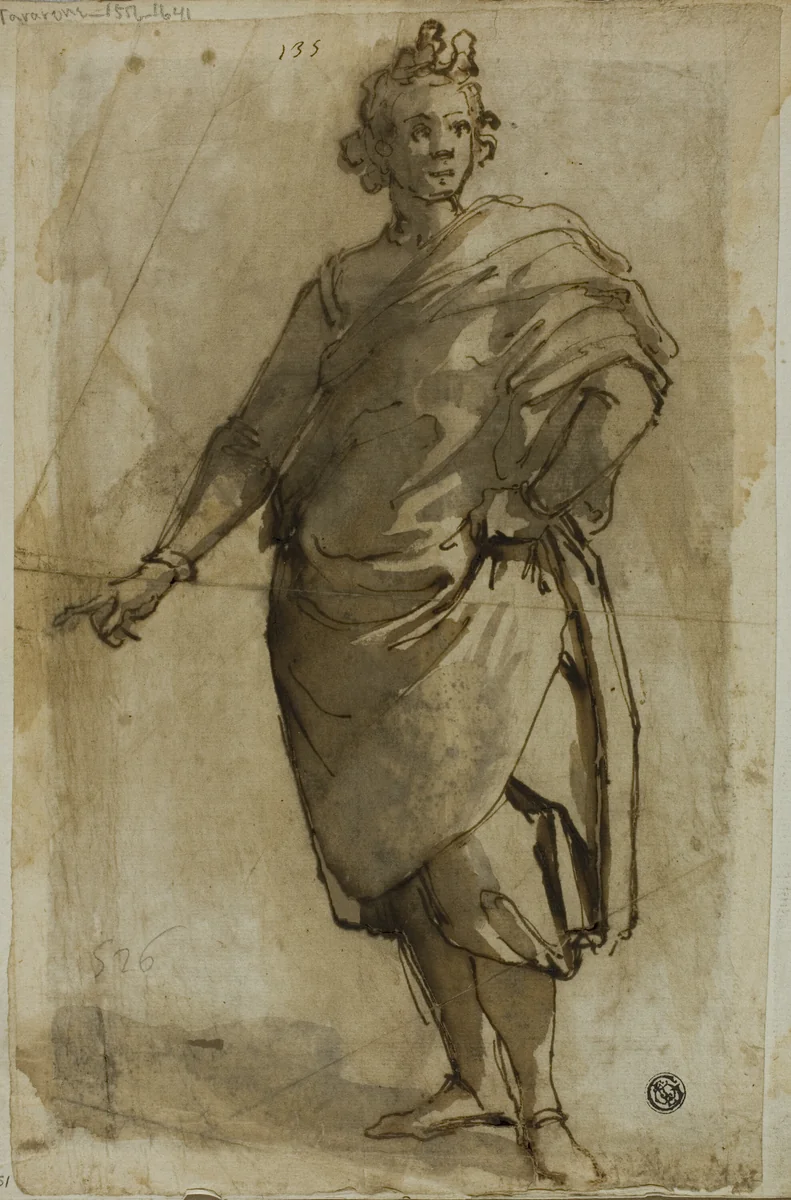 Standing Male Figure by Jacopo Chimenti, drawing, 1595-1605