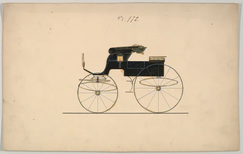 Design for Stanhope Phaeton, no. 172 by Brewster & Co., drawing, 1850-1874