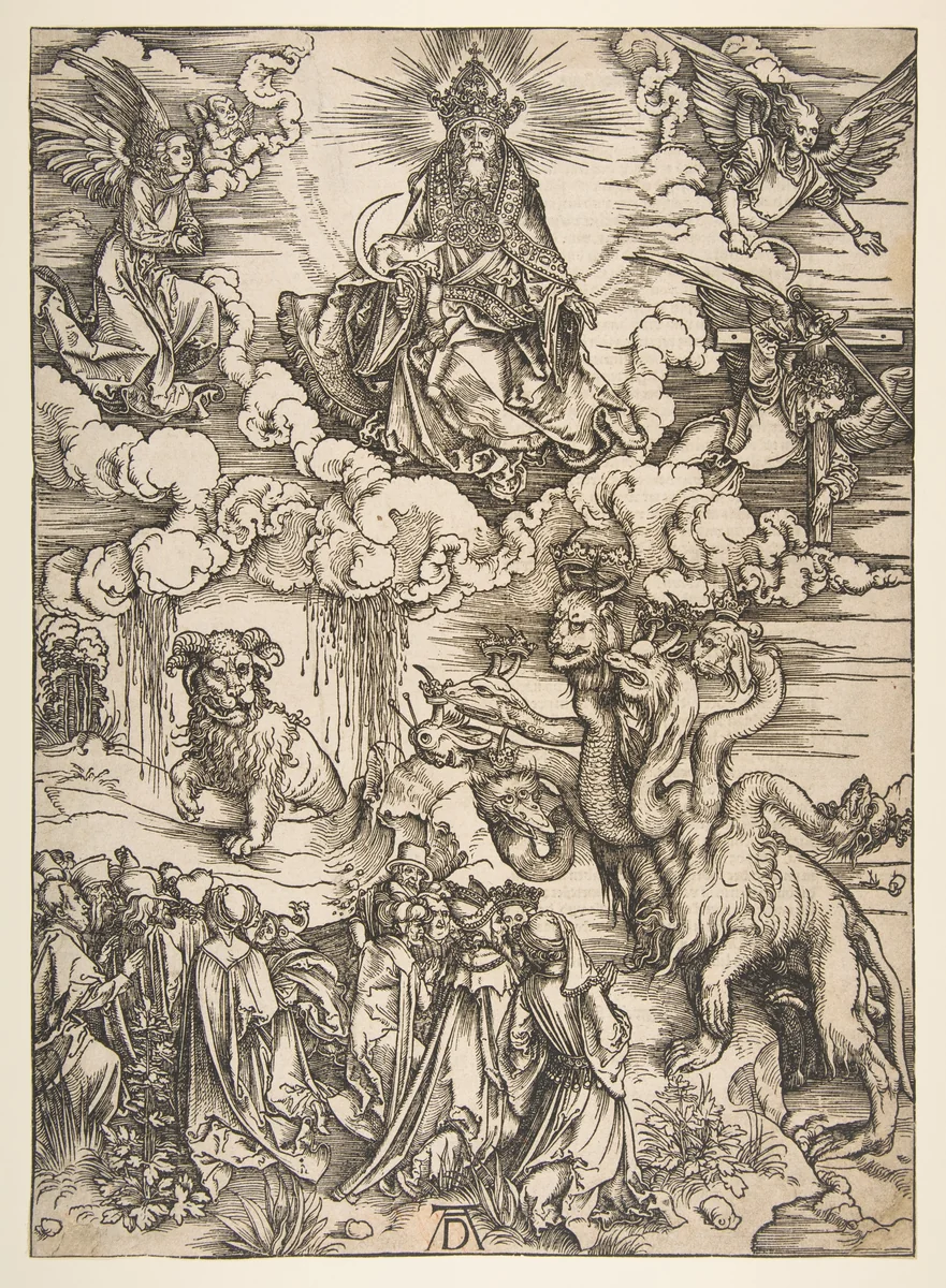 The Beast with Seven Heads and the Beast with Lamb's Horns by Albrecht Dürer, print, 1485-1528