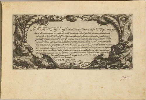 Frontispiece: Dedication to Pietro Strozzi by Antonio Tempesta, print, 1555-1630