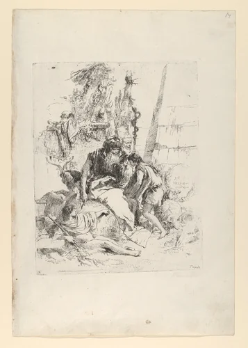 Two magicians and two boys, from the Scherzi by Giovanni Battista Tiepolo, print, 1738-1755
